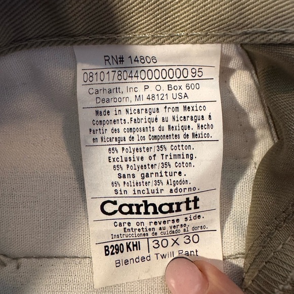 Men's Carhartt khaki Pants 30x30 NWOT - Picture 6 of 10